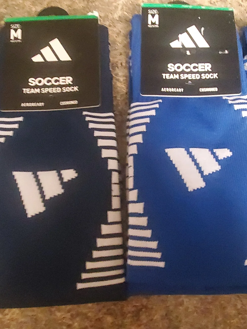 ADIDAS SOCCER TEAM SPEED SOCKS NWT SET OF 4. MED. OVER THE CALF. BLUE